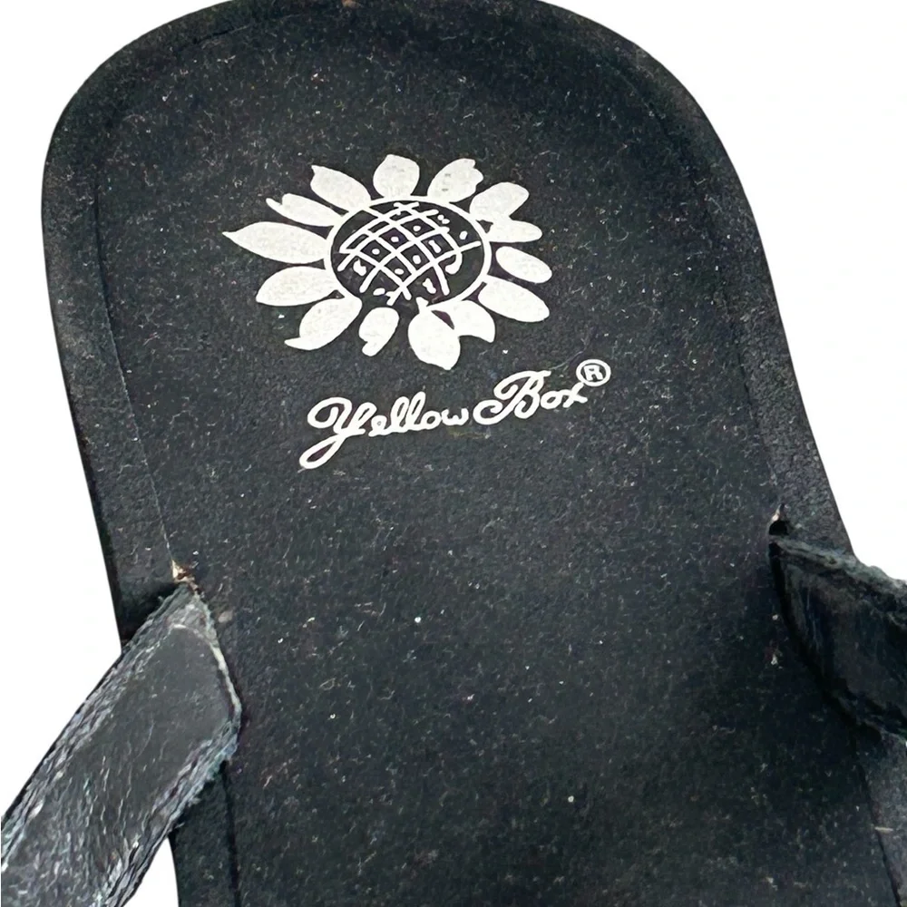 Yellow Box Black Sandals with Rhinestone Embellishments - Picture 4 of 12